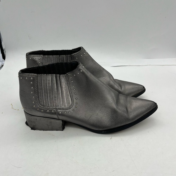 Marc Fisher Women’s Idalee Metallic Silver Studded Chelsea Ankle Boots - Picture 9 of 14